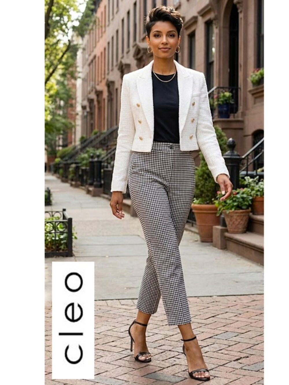 (3 for $30) CLEO - Black and white gingham print pants